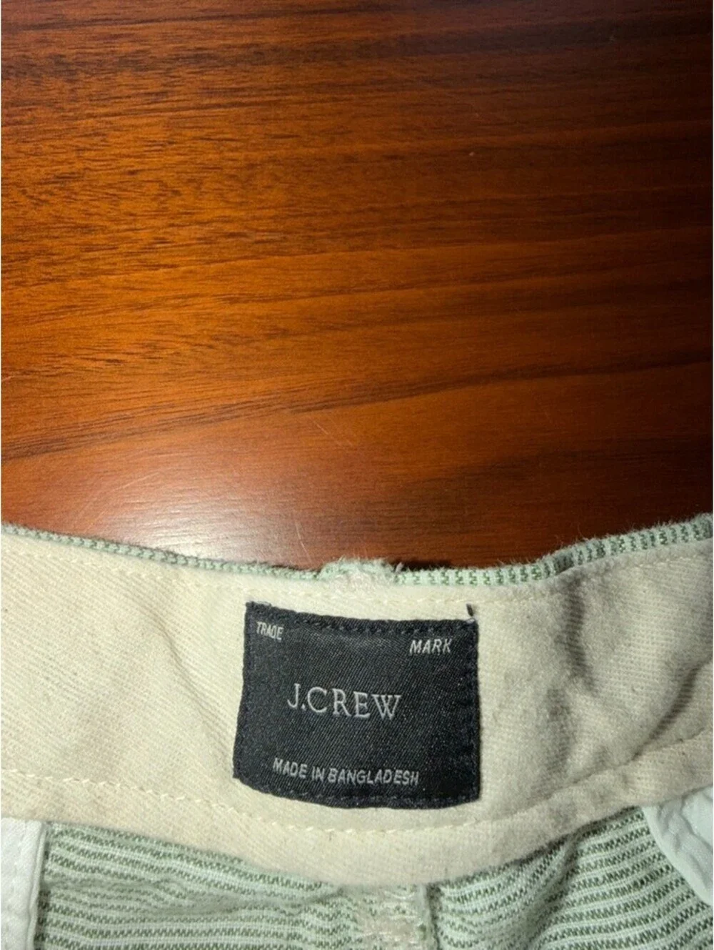 J.Crew Men's Green & White Striped Linen Shorts - Size 30